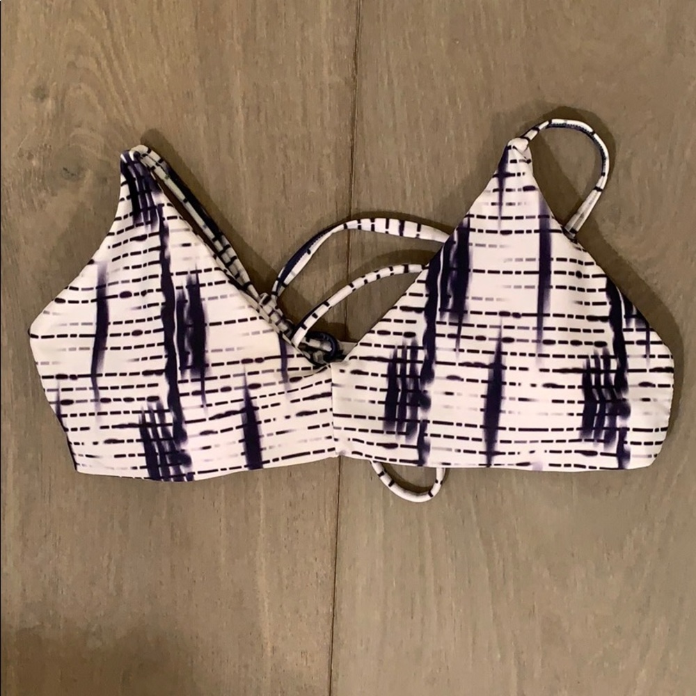 Zaful blue and white bikini top